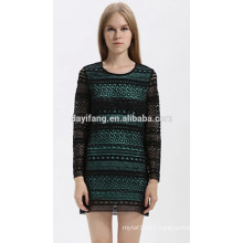 spring dress pattern design manufacturer long sleeve two-layers lace dress fashion